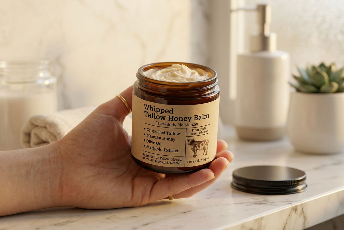 One jar on an empty bathroom counter
